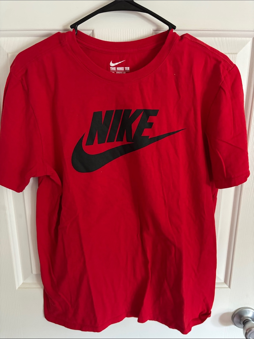 Nike Red Short Sleeve Tee with Black Logo size medium